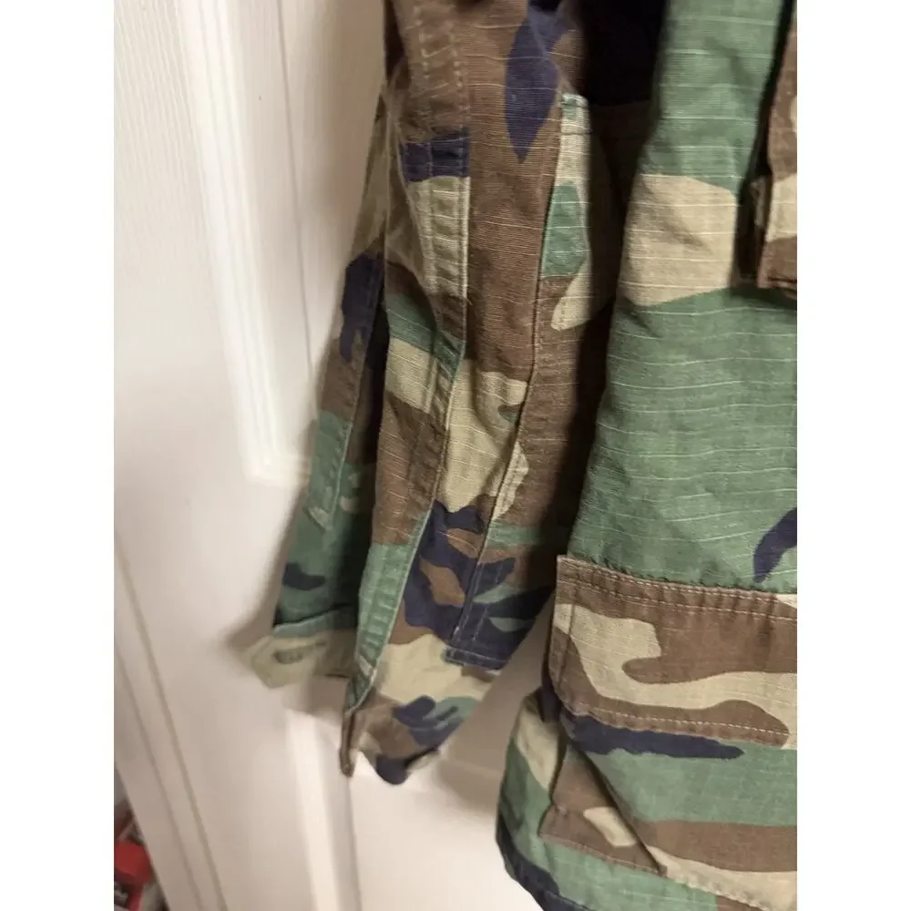 US Air Force Jacket Mens Small Short Woodland Camo Hot Weather Combat Patches